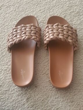 Braided Slide Sandals in Tan - Women